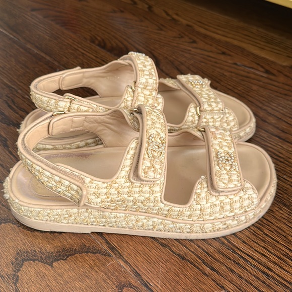 CHANEL Interlocking CC Logo Raffia Espadrilles Dad Sandals Size: 9.5 | IT 39.5 - Picture 6 of 11